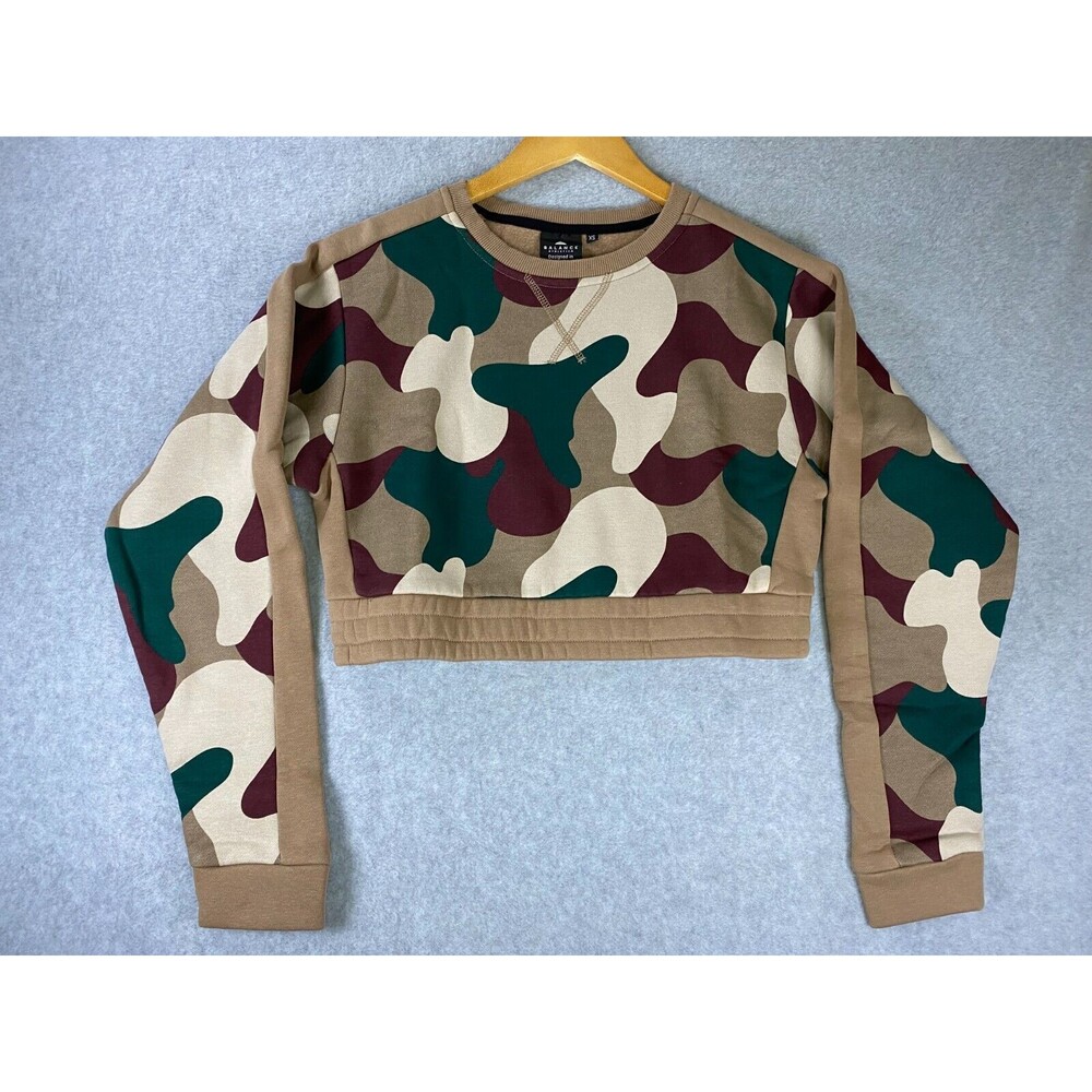 Balance Athletica‎ Cropped Sweatshirt Womens XS Multicolor Camouflage Crew Neck